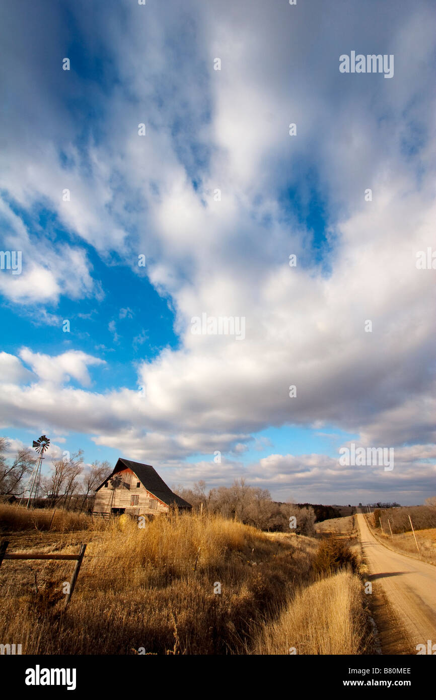 Eine Landstraße in eastern Nebraska USA 19. Januar 2009 Stockfoto