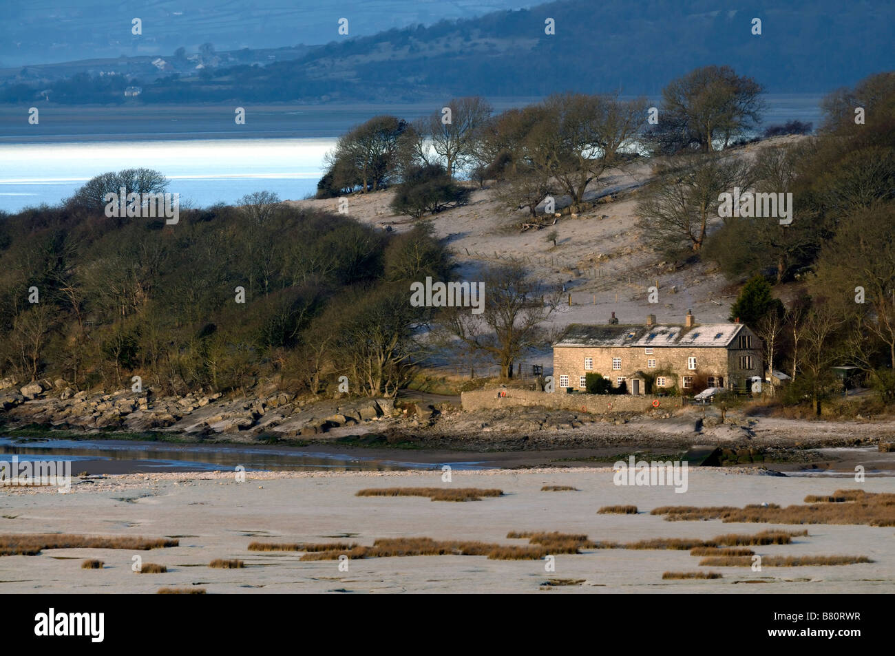 Auf dem Land an Jenny Browns Point, Silverdale auf Morecambe Bay Stockfoto