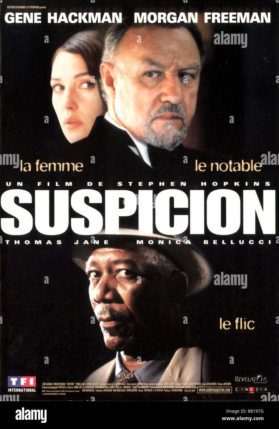 Unter Verdacht: 2000 USA/Frankreich Gene Hackman, Morgan Freeman, Monica Bellucci Regisseur: Stephen Hopkins Film Poster Stockfoto