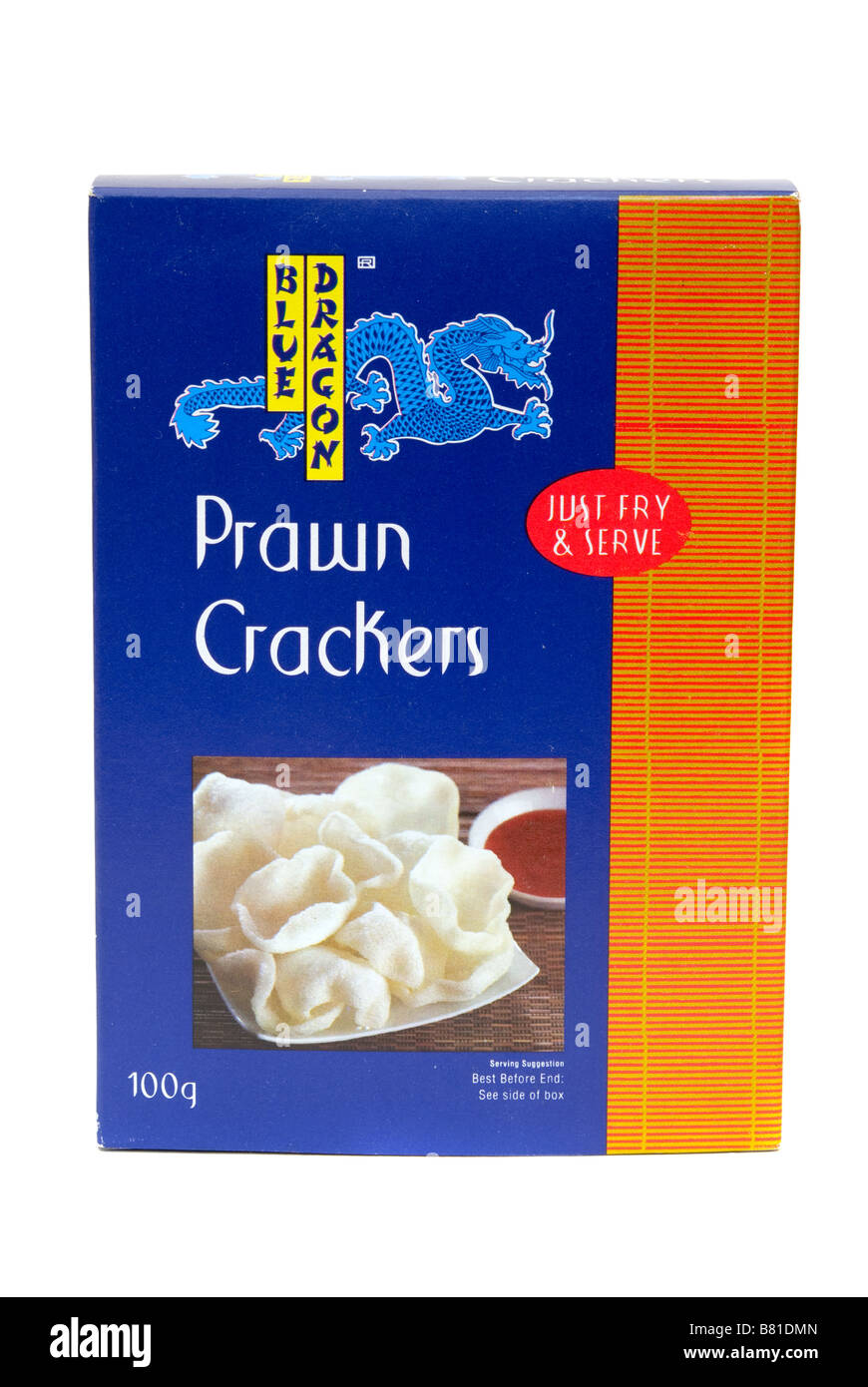 Paket von Blue Dragon Prawn Crackers chinesisches Essen Stockfoto