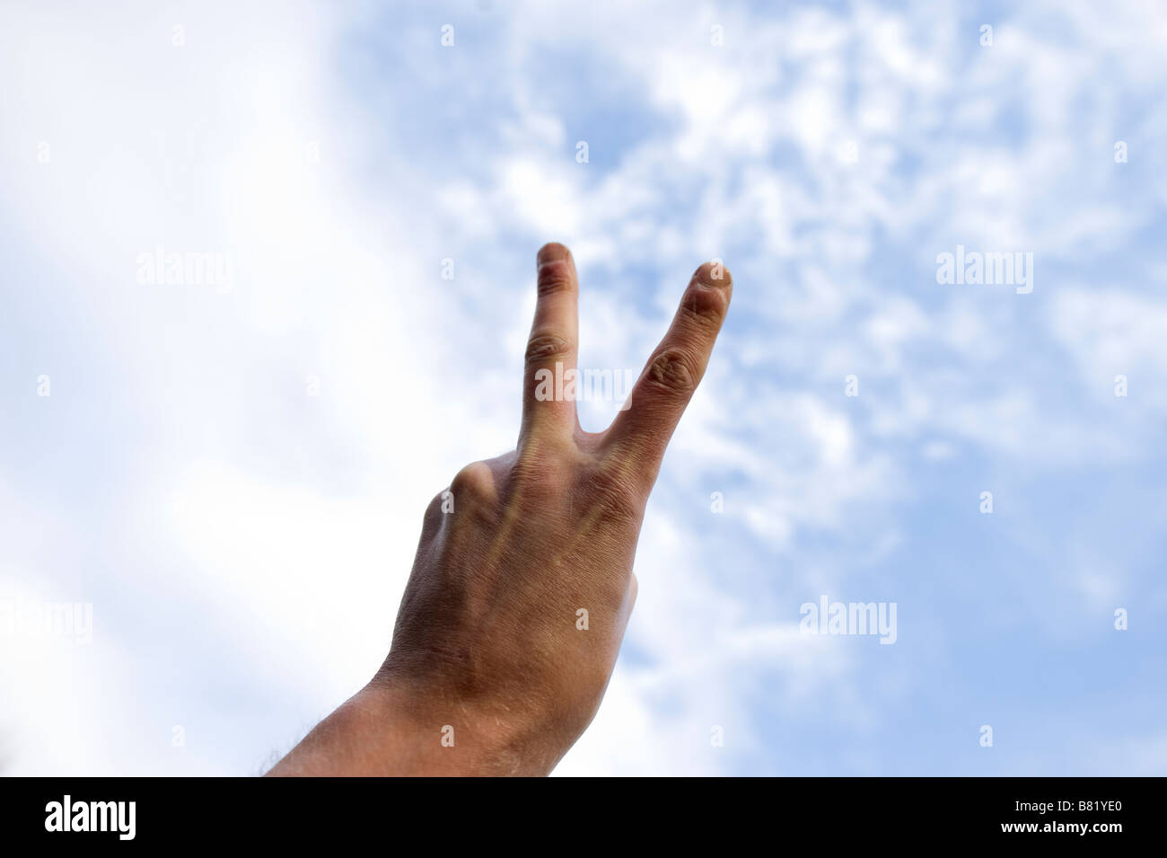 Handzeichen für den Sieg Stockfoto