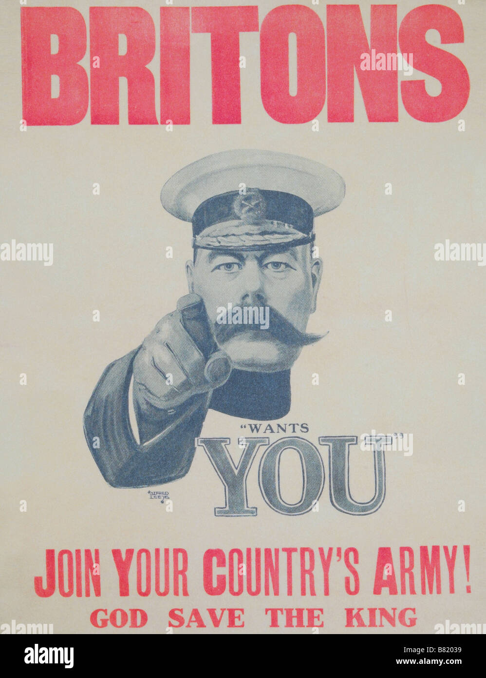 Britische 1. Weltkrieg recruiting Poster von Alfred Leete, mit Lord Kitchener drängen Briten oben zu verbinden. Stockfoto