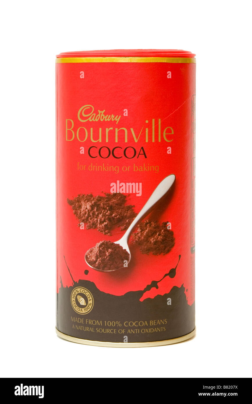 Karton von Cadbury Bournville Kakaopulver Trinkschokolade Stockfoto
