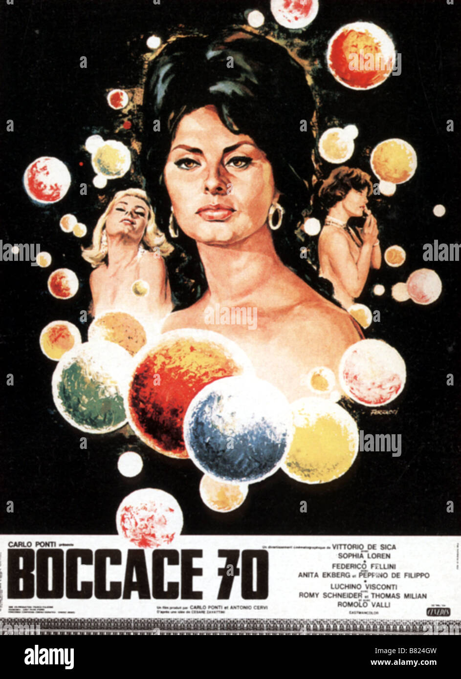 Boccaccio 70 Jahr: Italien 1962 Regie: Luchino Viscont, Mario Monicelli, Federico Fellini, Vittorio De Sica Film Poster Stockfoto