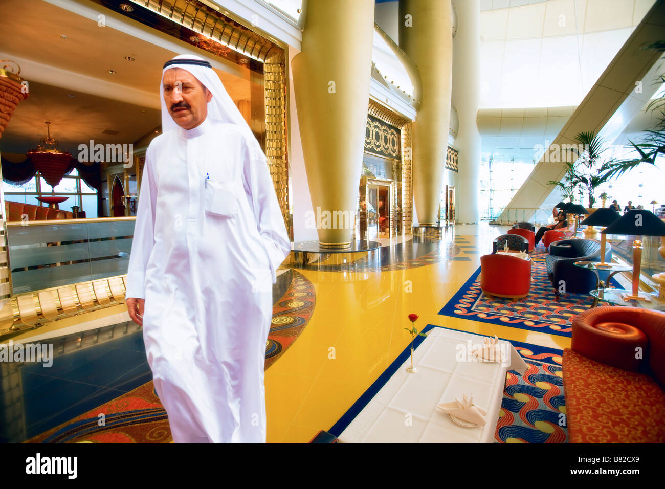 Lobby des Burj Al Arab Hotel in Dubai Stockfoto
