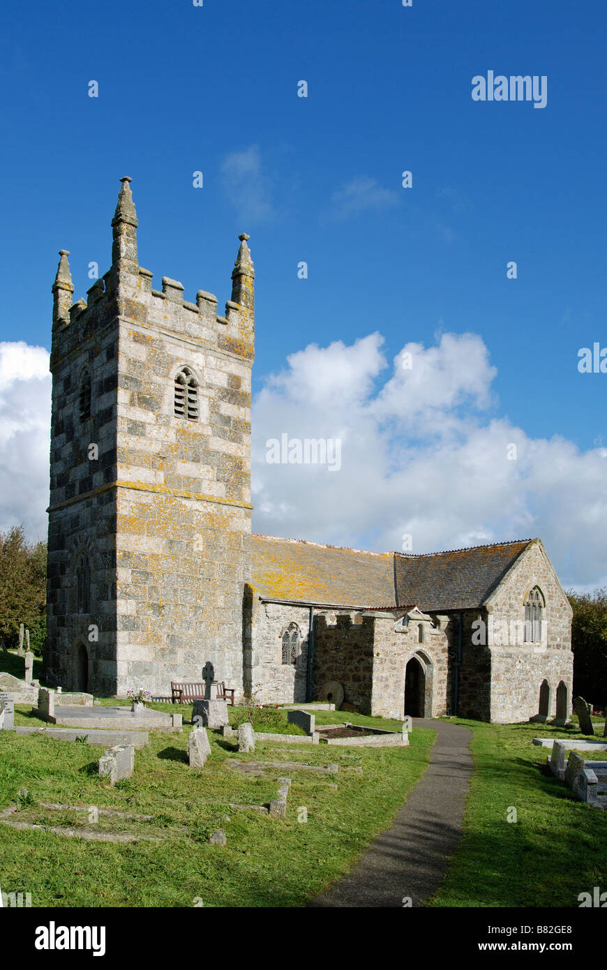 St.winwallow Kirche in der Kirche Bucht in der Nähe von Lizard, Cornwall, uk Stockfoto