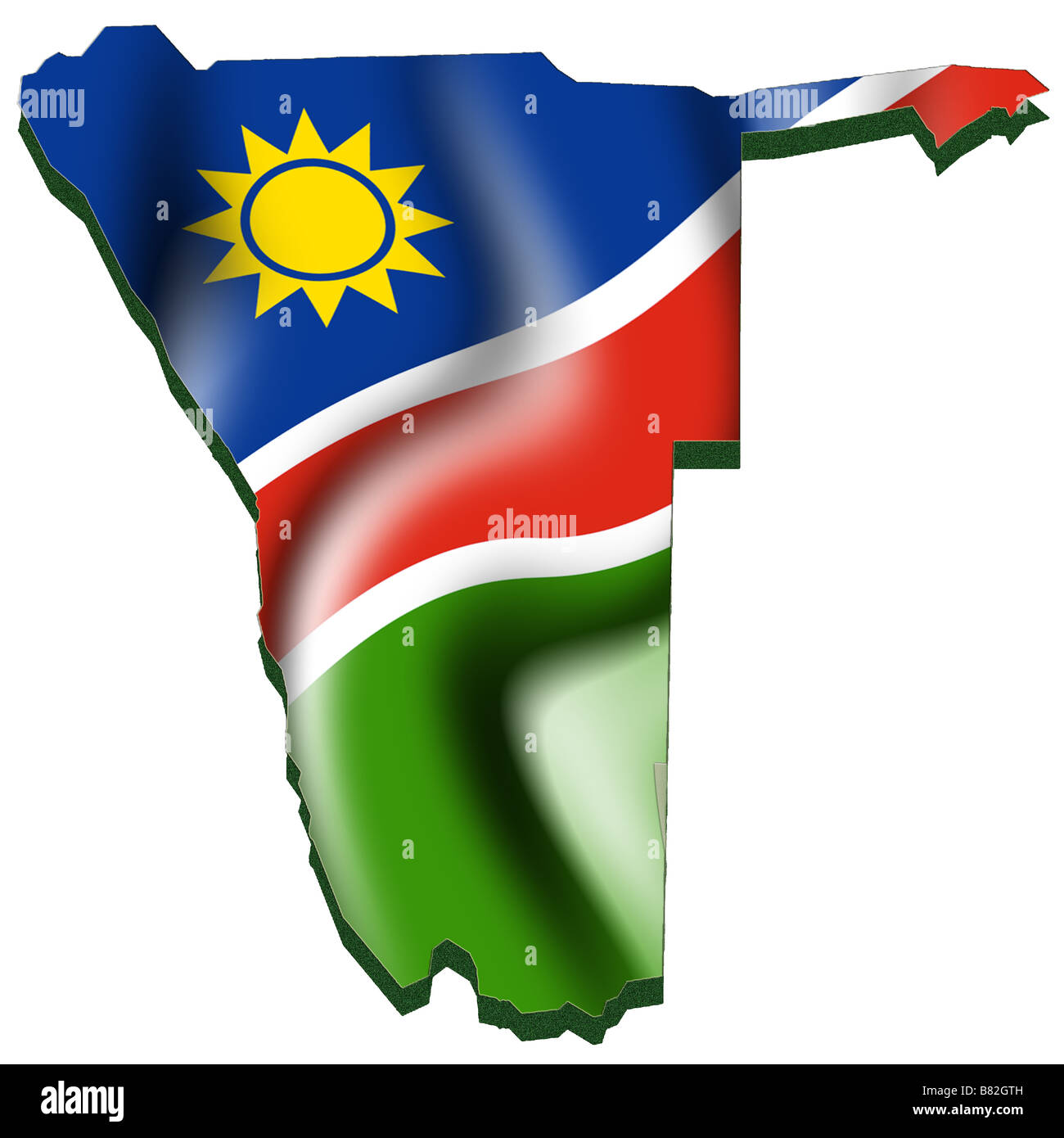 Übersichtskarte und Flagge von Namibia Stockfoto