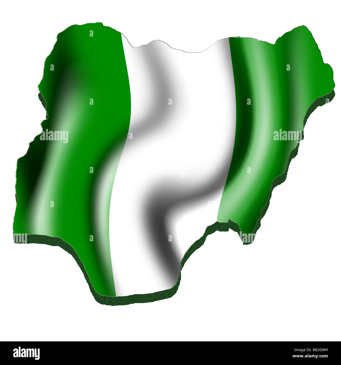 Übersichtskarte und Fahne von Nigeria Stockfoto