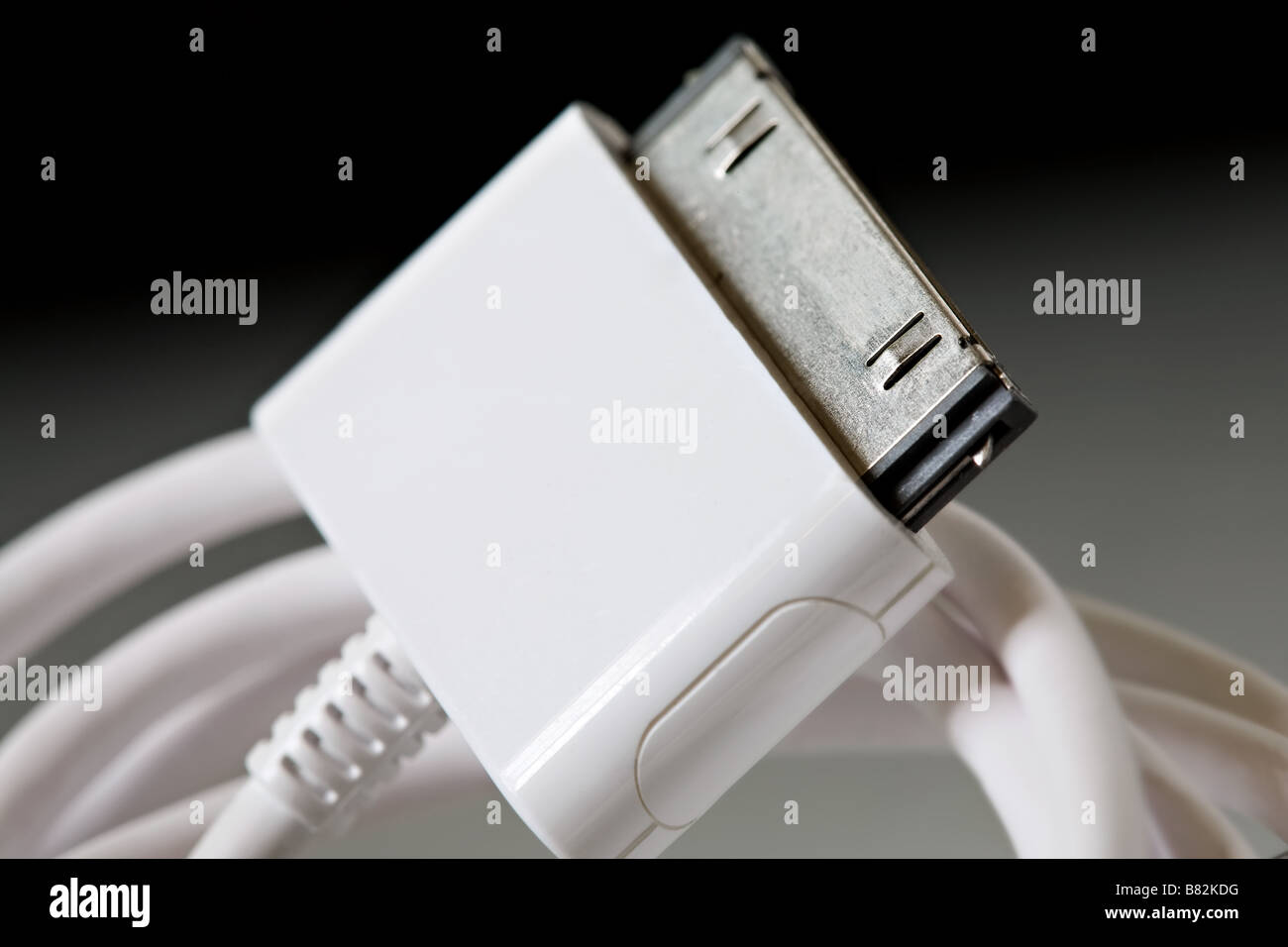weiße Ipod Docking-Anschluss-Kabel Stockfoto