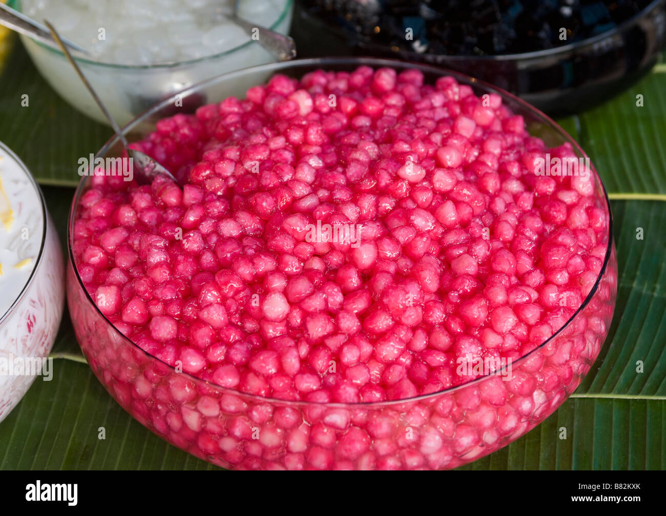 Knusprige Perlen (Wasser Cheshnuts) Süsse Stall Chatuchak Market Bangkok Stockfoto