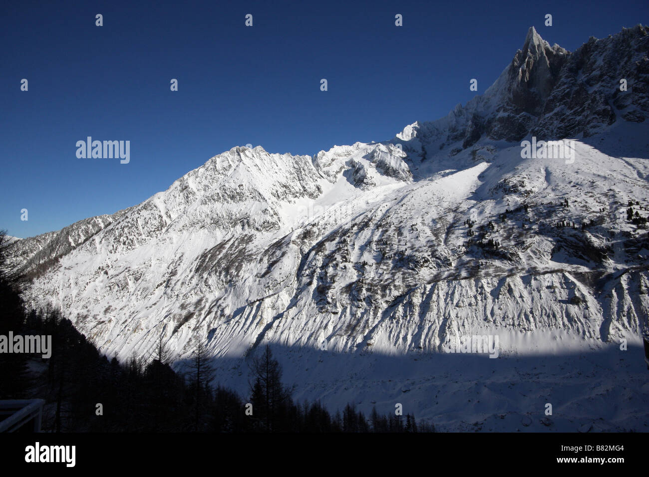 Oben auf der Aiguille Verte, in den französischen Alpen Stockfoto