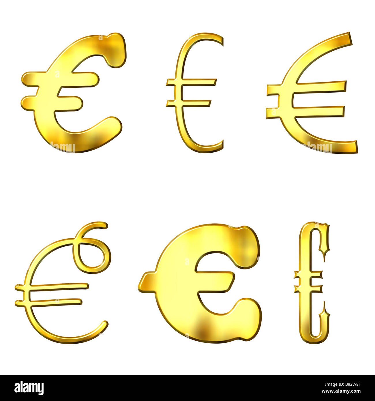 Exzentrische golden Euro-Symbole Stockfoto