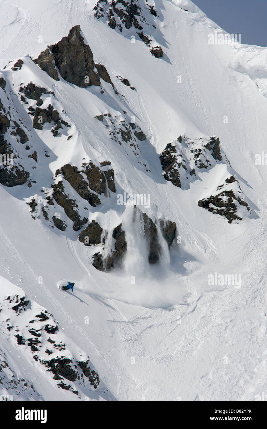 Freerider Extreme Skifahren in Tignes, Frankreich Stockfoto