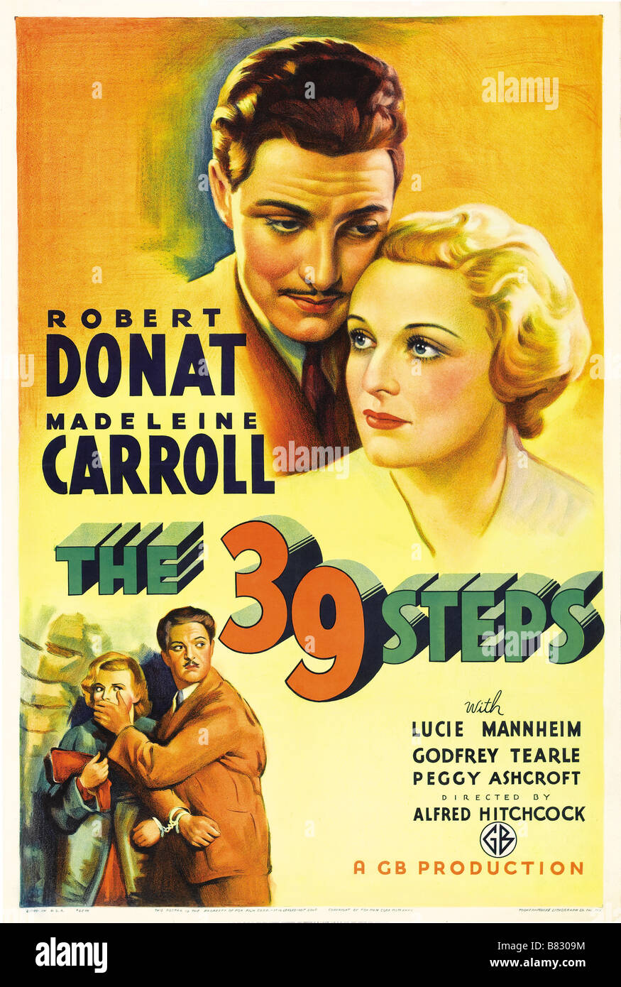 39 Märsche, Les 39 Stufen, Die (1935) UK Robert Donat, Madeleine Carroll Affiche, Poster Regie: Alfred Hitchcock Stockfoto