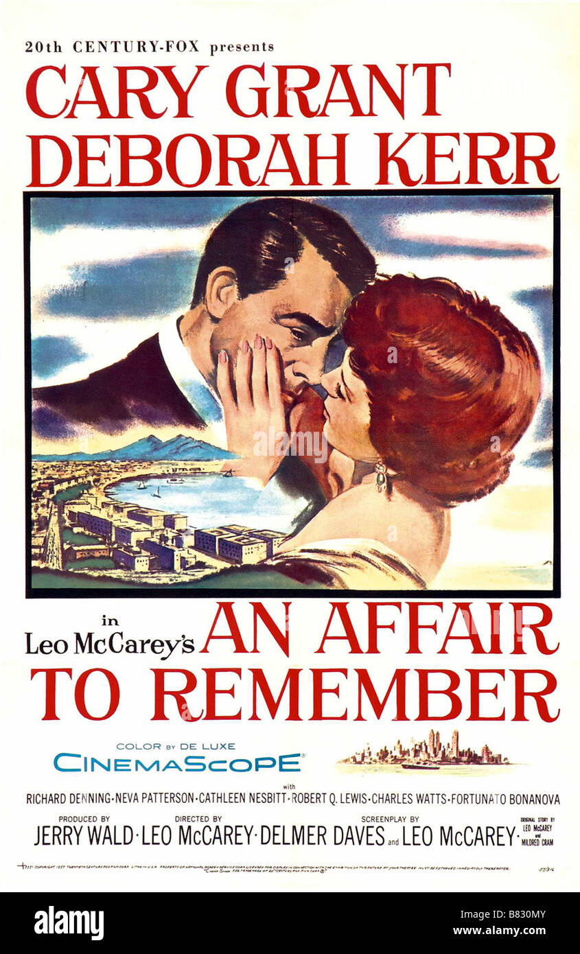 Eine Affäre zu erinnern Jahr: 1957 USA Cary Grant, Deborah Kerr Regie: Leo McCarey Filmplakat (USA) Stockfoto