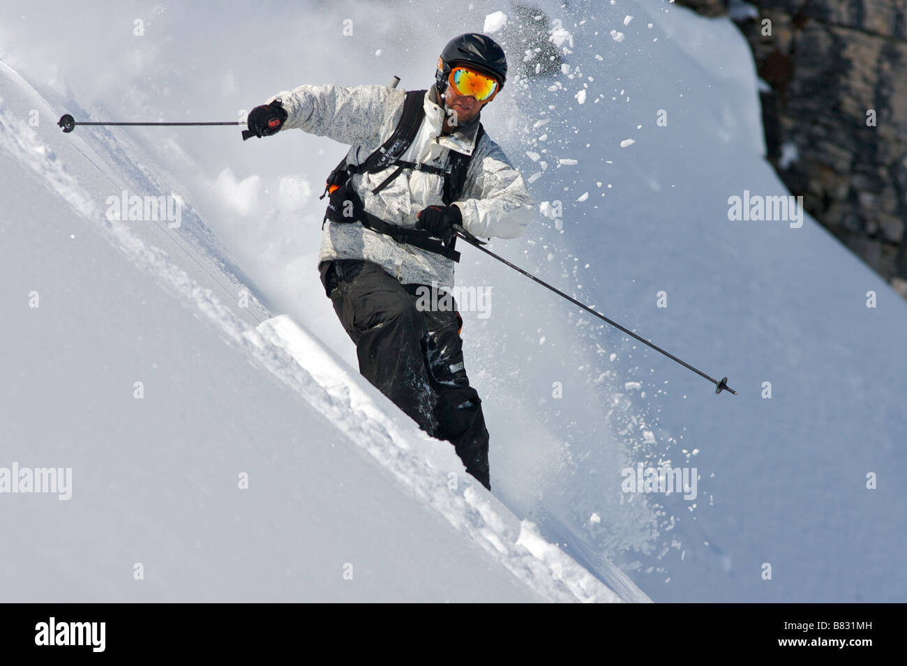 Freerider Extreme Skifahren in Tignes, Frankreich Stockfoto