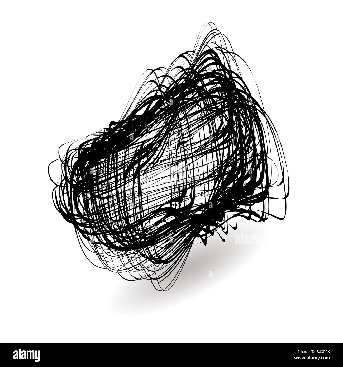 Illustrierte schwarze Chaos einer Wellenlinie Ikone mit Schlagschatten Stockfoto