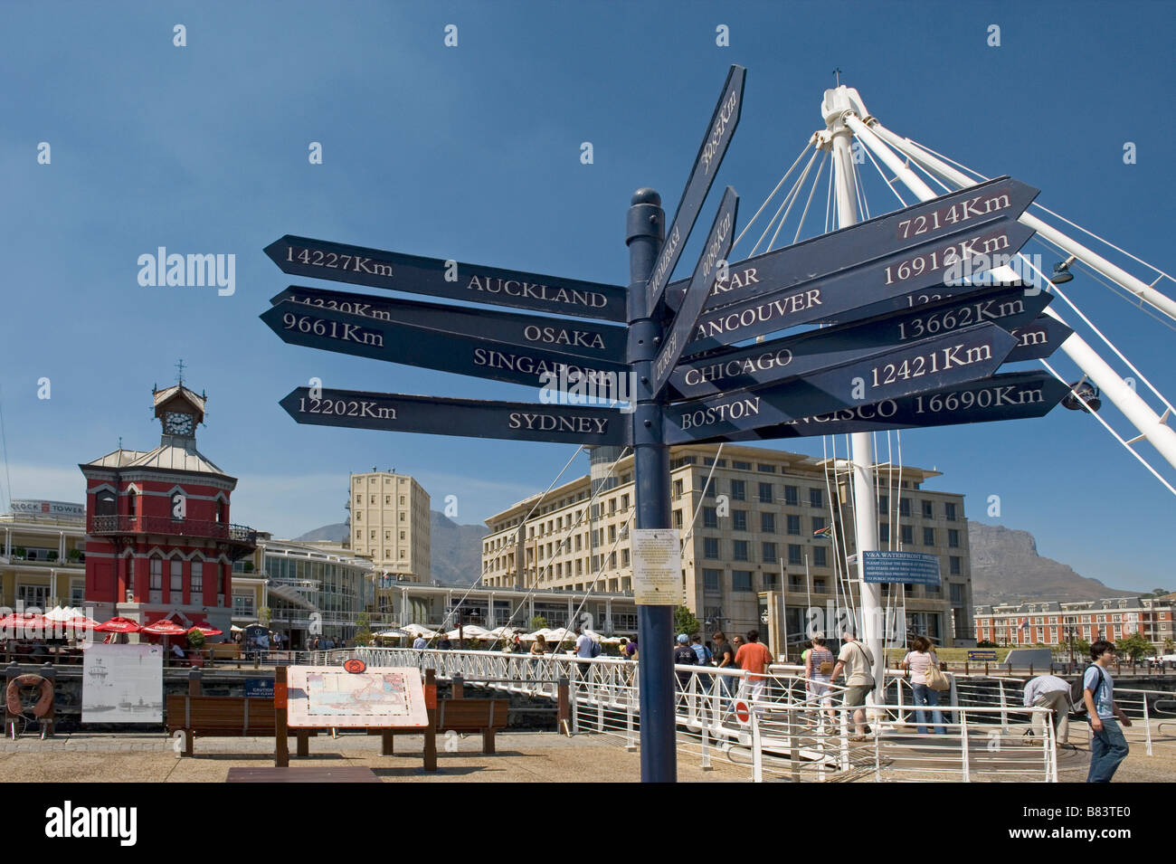 Ziel Zeichen post Victoria and Alfred Waterfront Kapstadt Südafrika Stockfoto