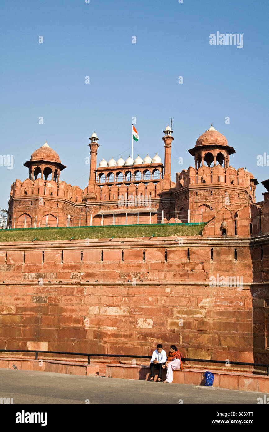 Lahore-Tor an das Rote Fort in Old Delhi von Shah Jahan im Jahre 1648 abgeschlossen Stockfoto