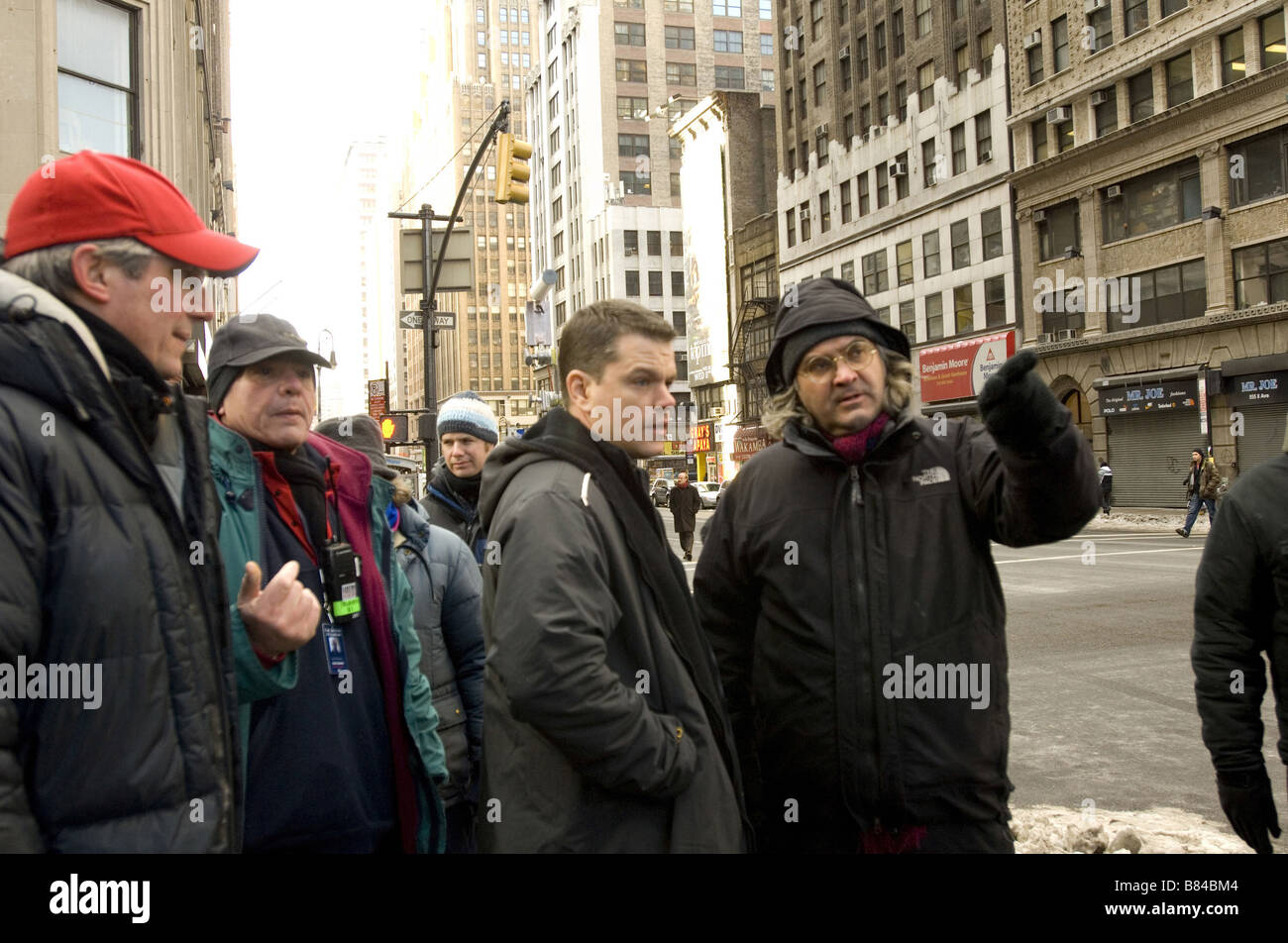 Regisseur Paul Greengrass mit Matt Damon auf der Das Bourne Ultimatum Jahr: 2007 USA Stockfoto