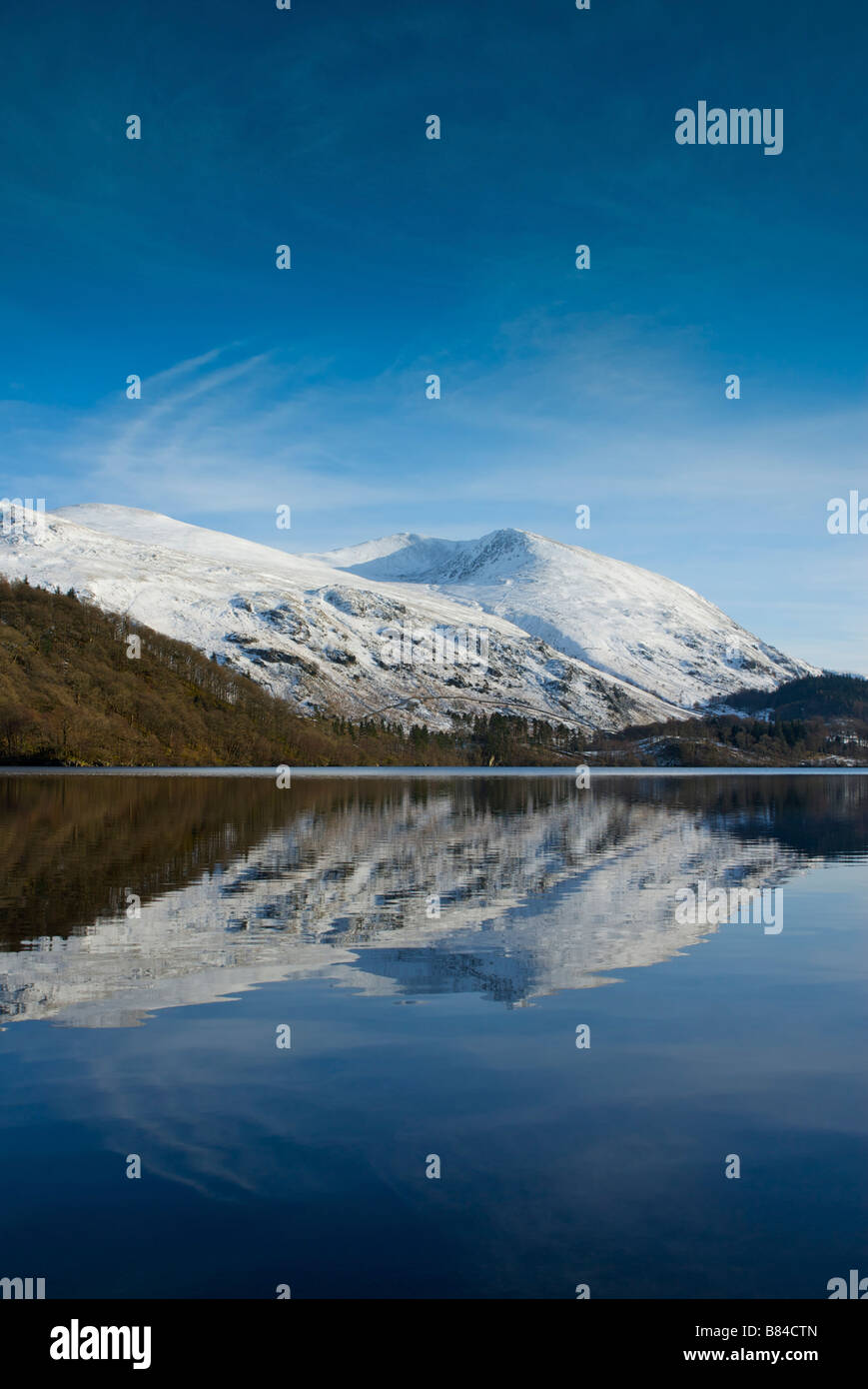Thirlmere, übersehen von Lakelandpoeten, im Winter, Nationalpark Lake District, Cumbria, England UK Stockfoto