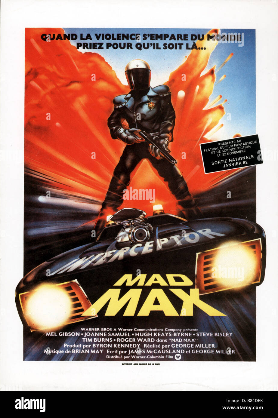Mad Max Jahr: 1979 Australien Regie: George Miller Film Poster (Fr) Stockfoto
