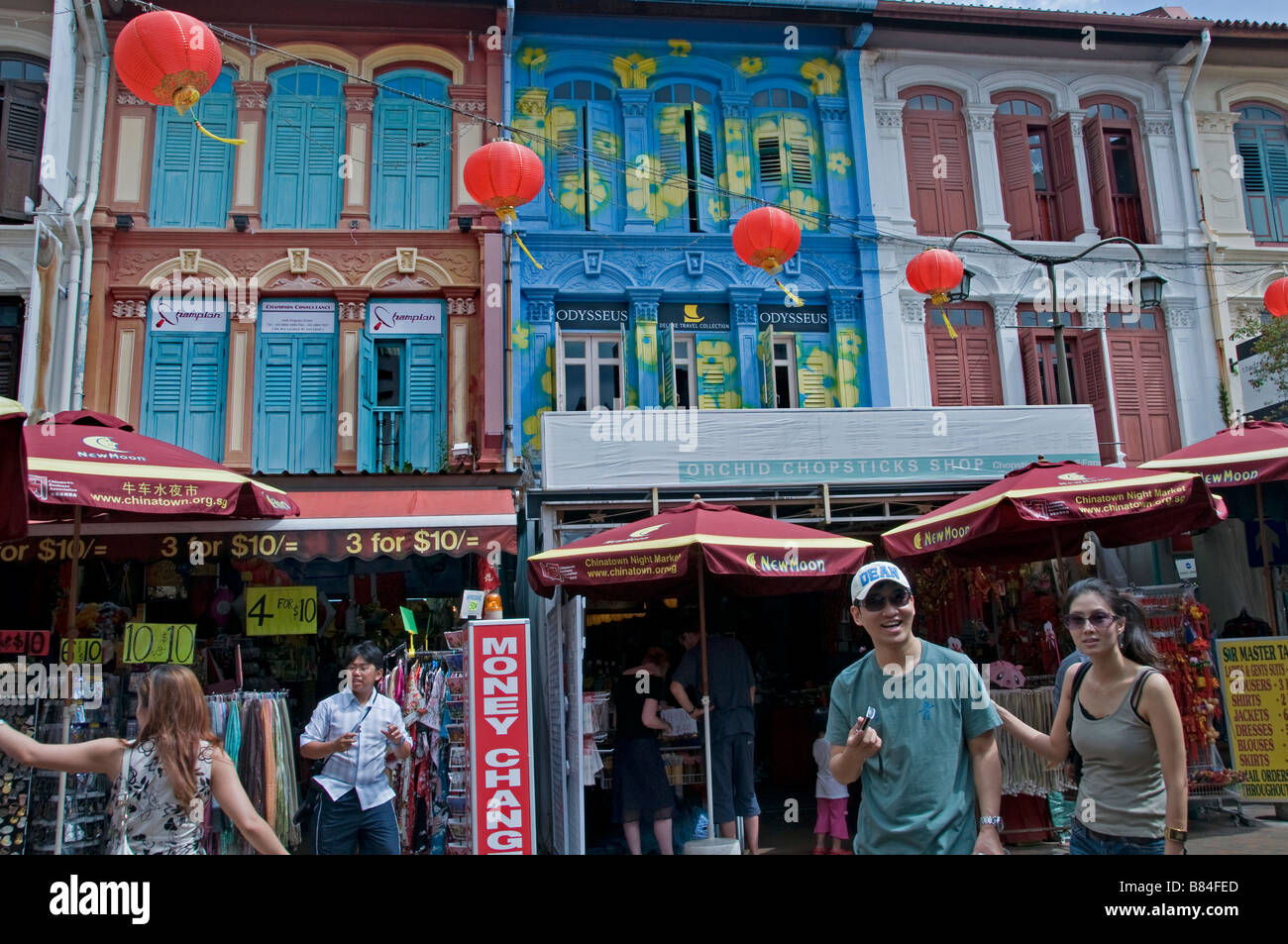 Singapur Chinatown China chinesische Streetshop speichern Nacht Marktzentrum Innenstadt Stockfoto