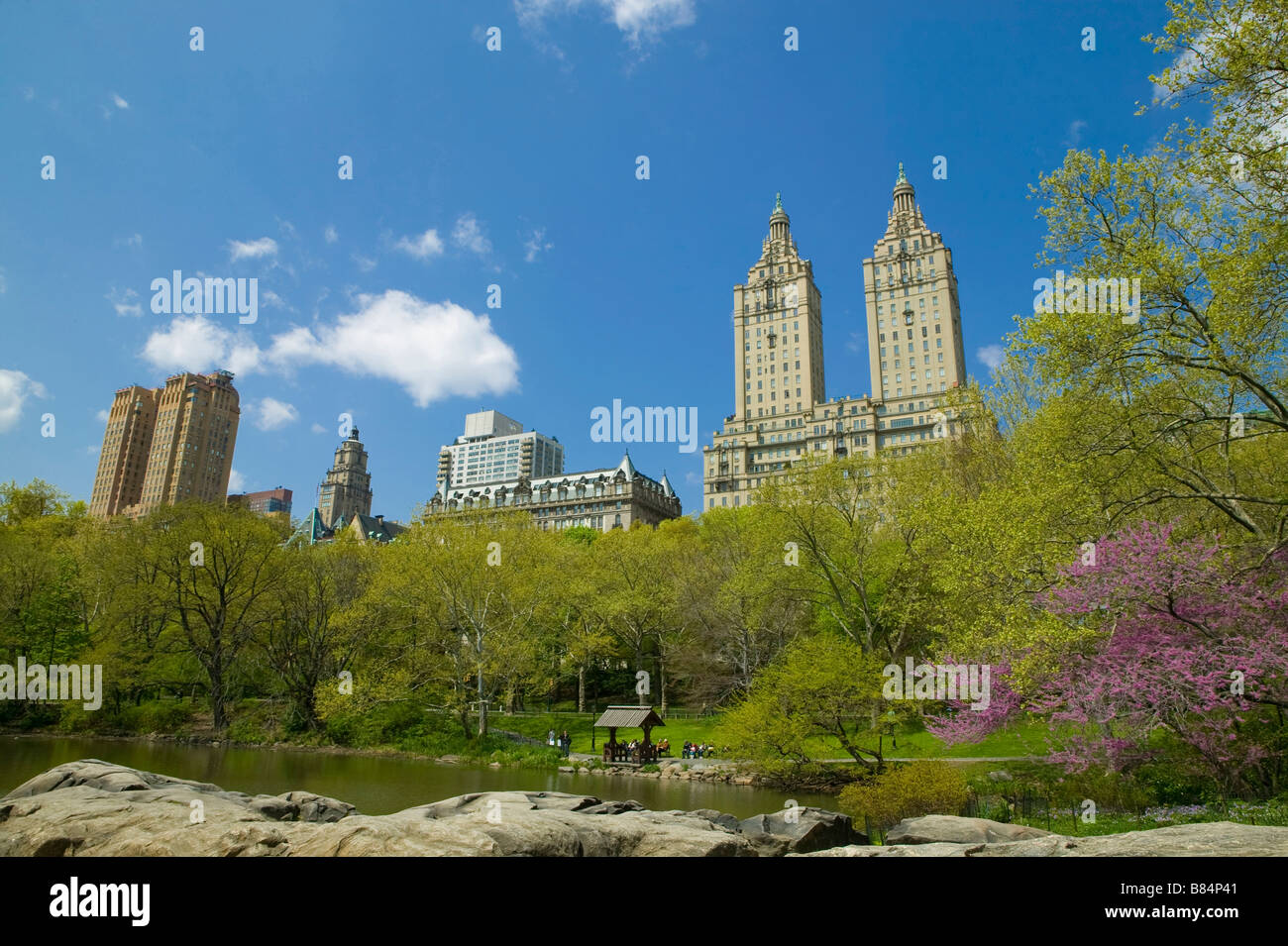 Frühling am See, Central Park Stockfoto