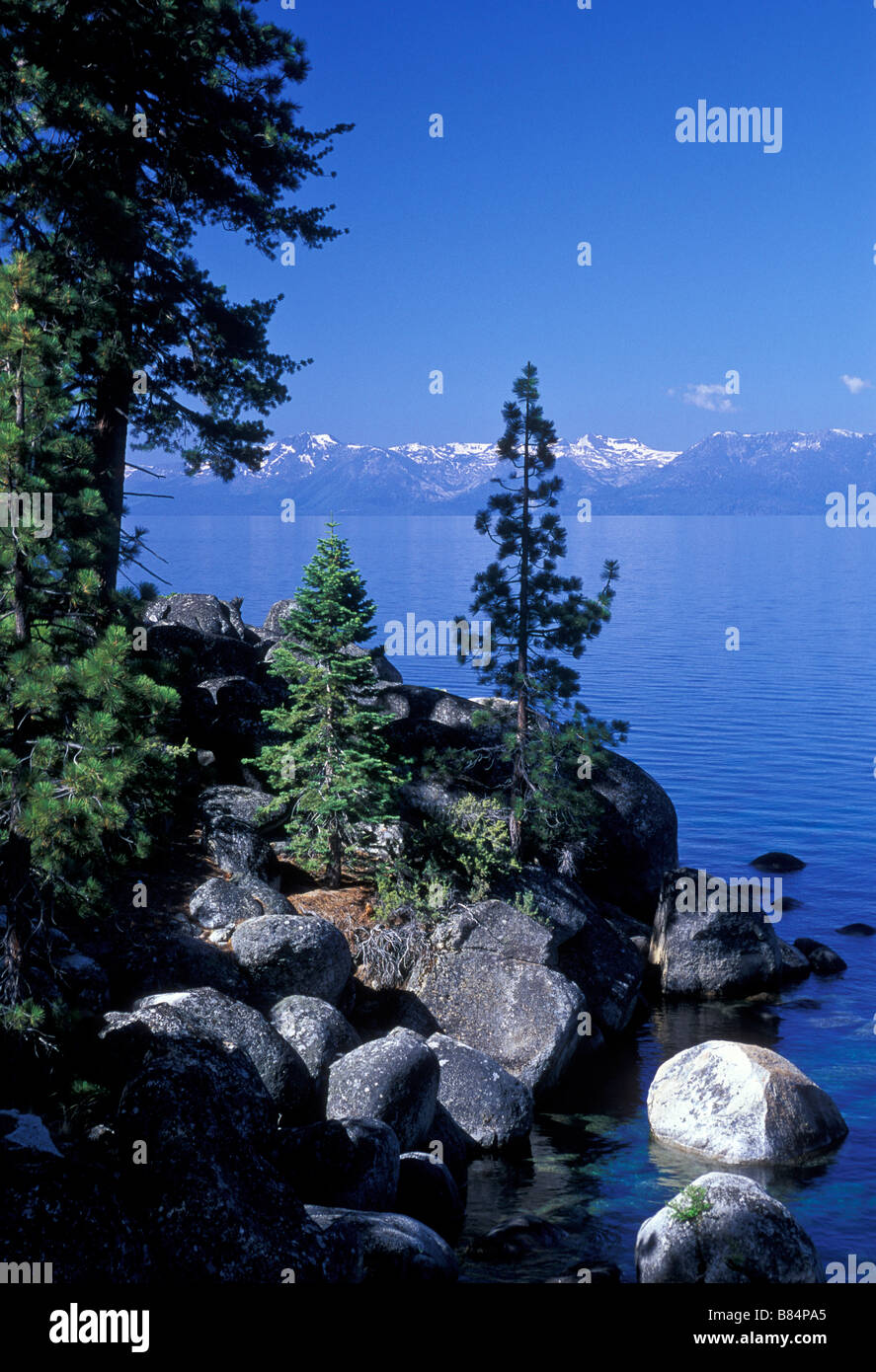 Lake Tahoe von Thunderbird Lodge in der Nähe von Incline Village, Nevada. Stockfoto