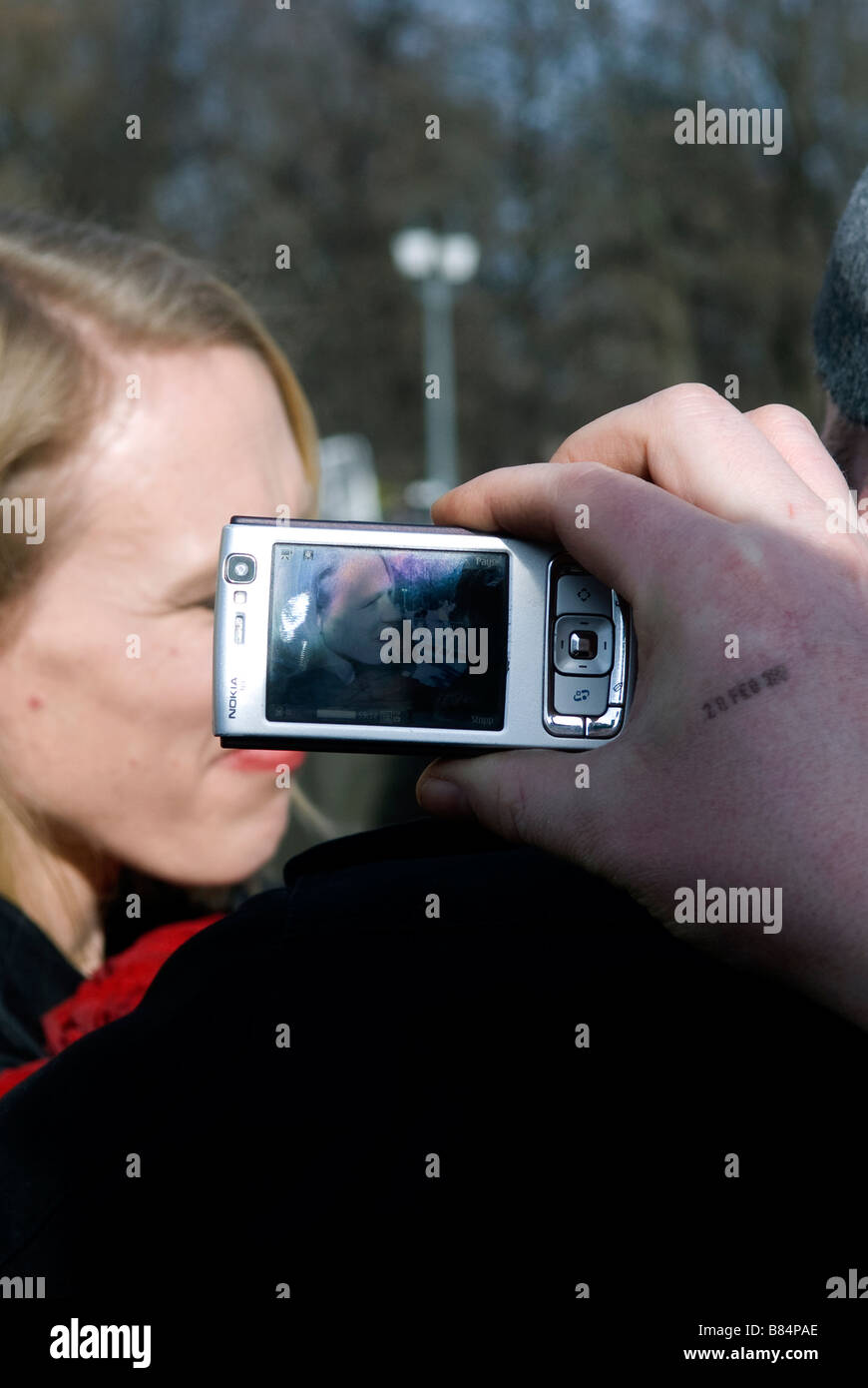 Neu gewählte Ministerpräsident, Anniken Huitfeldt, Norway.In Front des norwegischen Schlosses nach dem König vorgestellt. Stockfoto