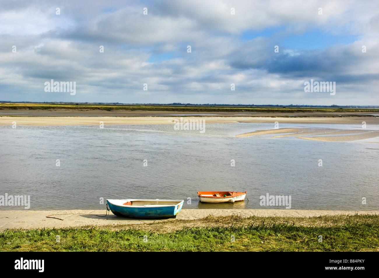 Kleine Boote bei St. Valery-Sur-Somme Stockfoto