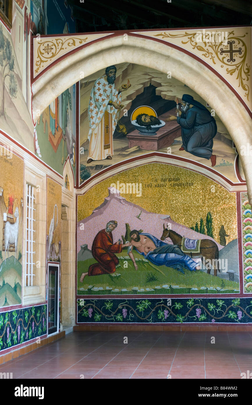 Der Kreuzabnahme Mosaiken Zusammensetzung im orthodoxen Kloster Kykkos, Troodos-Gebirge, Südzypern Stockfoto