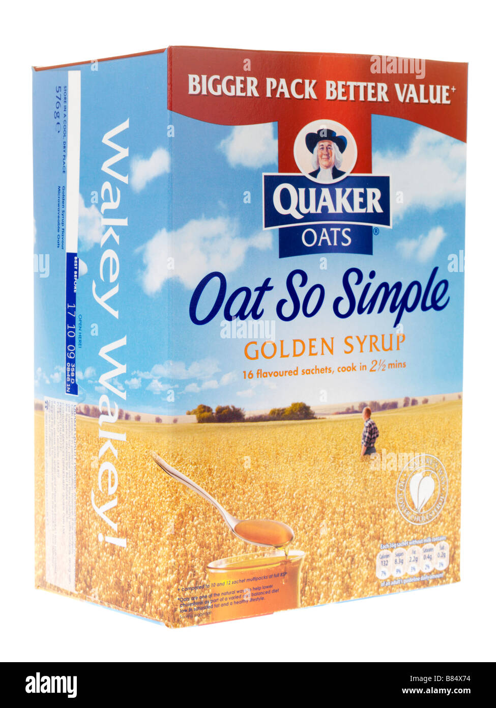 Branded Packaging von Gesunden Quaker Oats OAT SO SIMPLE Frühstück Müsli Brei Isoliert gegen einen weißen Hintergrund mit Keine Personen Stockfoto