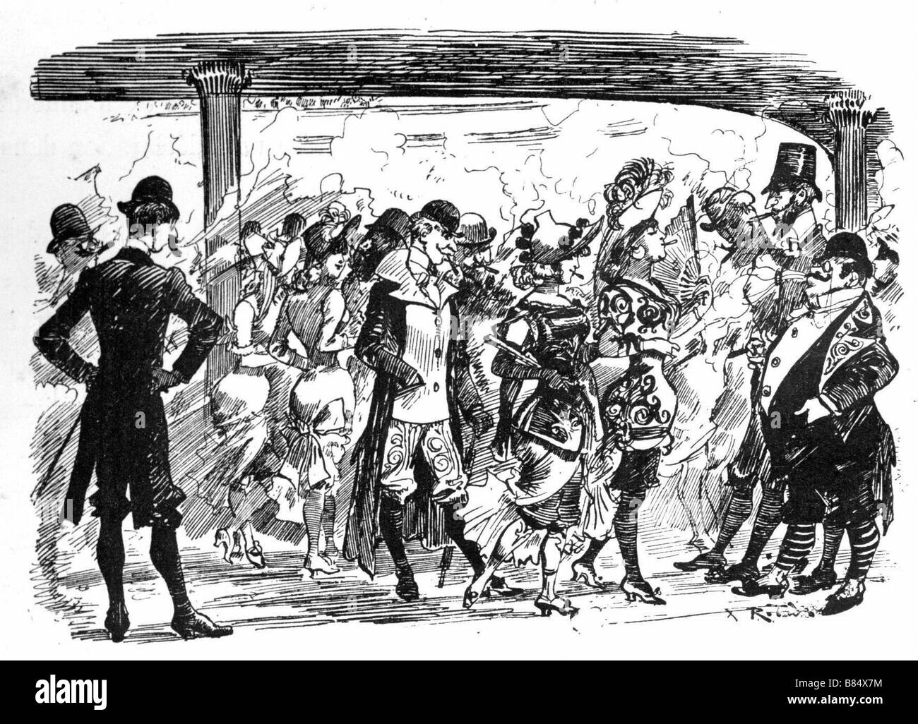 Die Raucherecke im Theater Français, Illustration von Robida Stockfoto