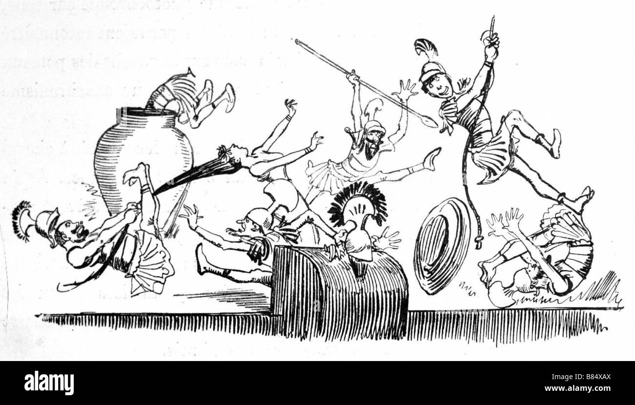 Die Chicago-Mimen spielen die Horaces an das Théâtre Français, Illustration von Robida Stockfoto