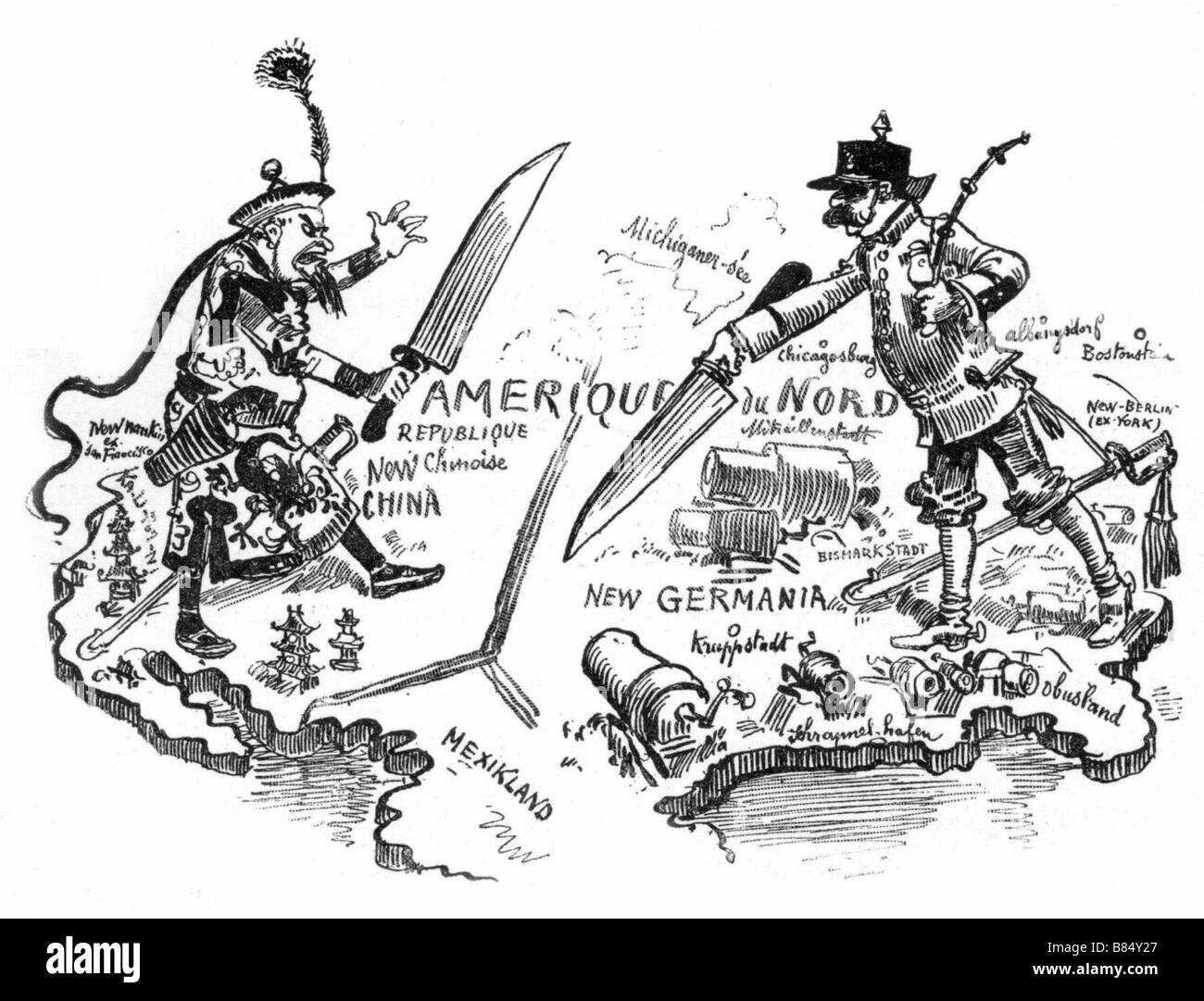 Die Division of America, Illustration von Robida Stockfoto