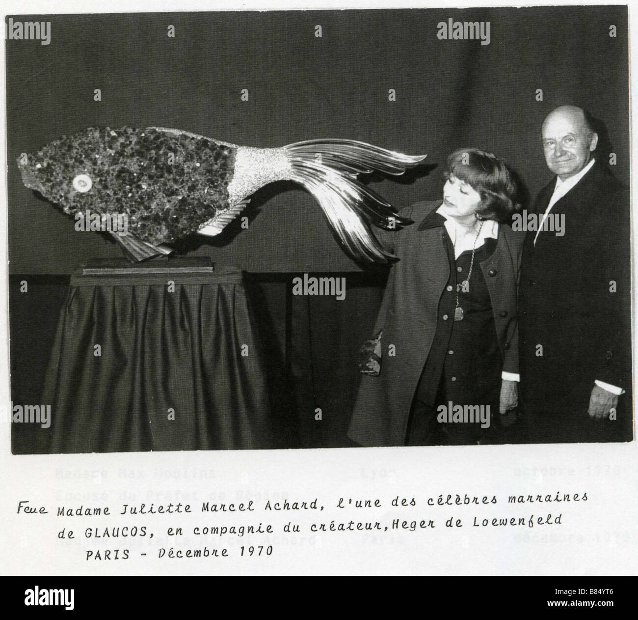 Feue Madame Juliette Marcel Achard, l'une des Marraines de Glaucos, de Compagnie du Créateur, Le Baron Heger de Loewenfeld Stockfoto