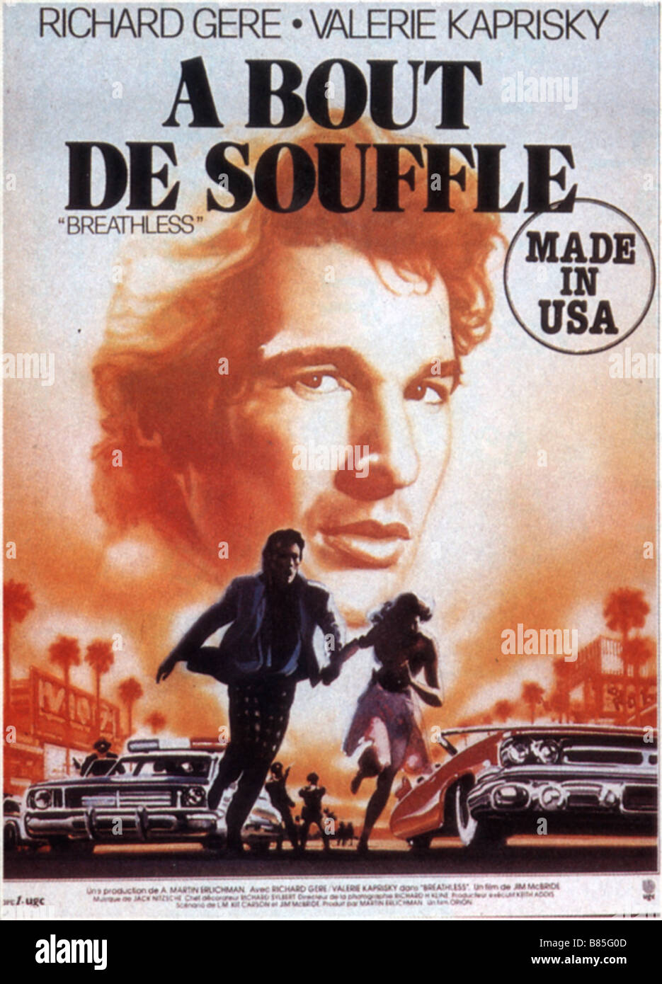 A bout de souffle in USA atemlos Année gemacht: 1983 - USA Regie: Jim McBride Affiche du Film Stockfoto