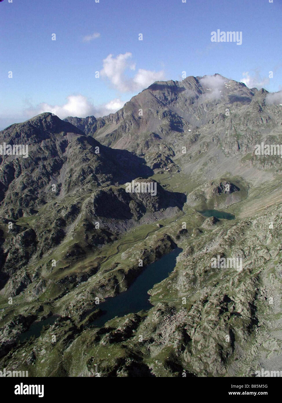 Belledonne massiv.  Lake Longet unter Grande Lance de Domène Stockfoto