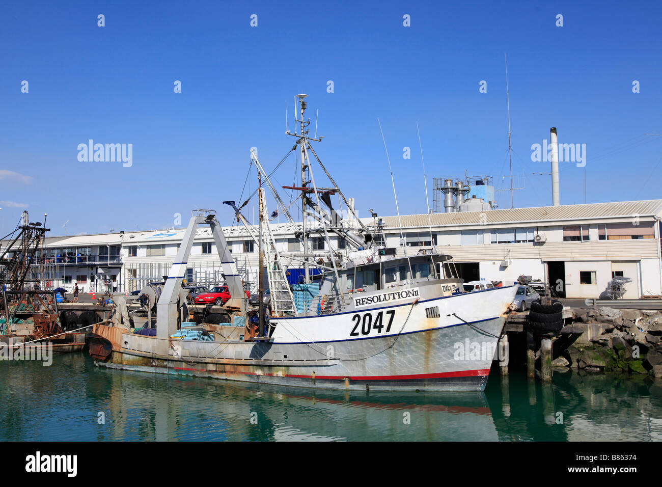 Fischkutter, Prime Port, Timaru, Canterbury, Südinsel, Neuseeland Stockfoto