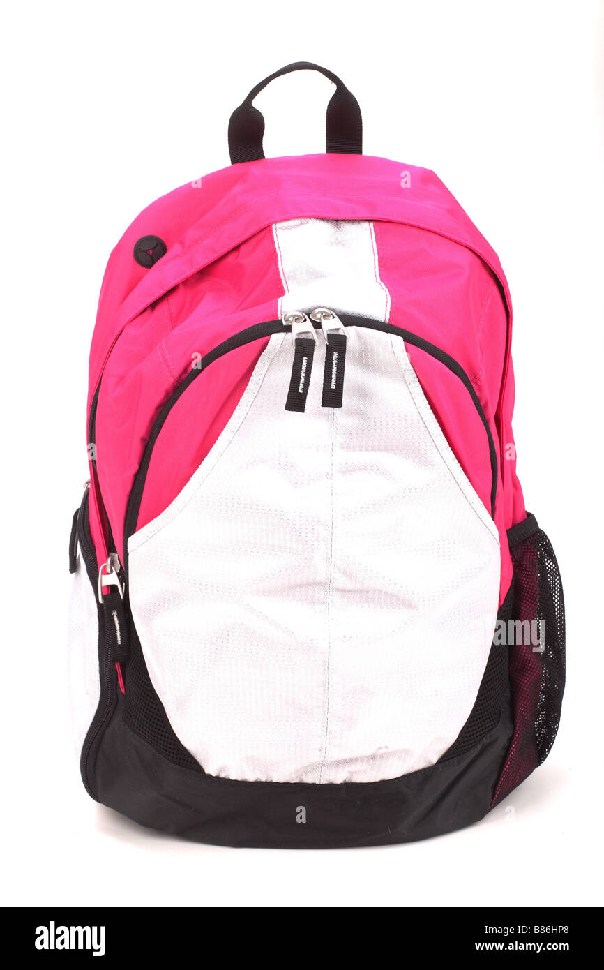 Mehrfarbige Rucksack isoliert auf weiß Stockfoto