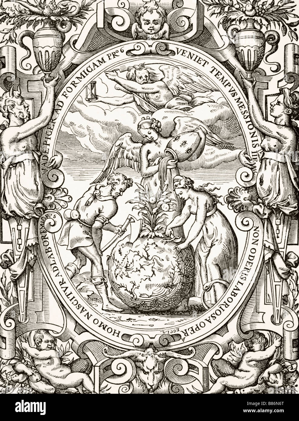 Das Gemüsehaus. Die Marque von Guillaume Merlin, Pariser Buchhändler, 16. Jahrhundert. Stockfoto