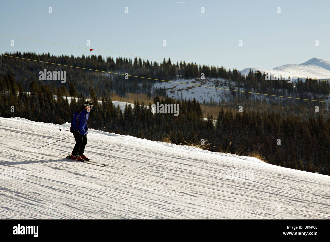 Skifahrer auf der Piste in Vail Colorado Stockfoto