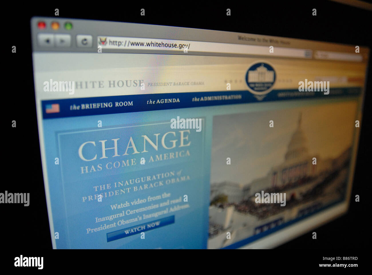 Die Whitehouse-Website kurz nach Barack Obamas Amtseinführung Stockfoto