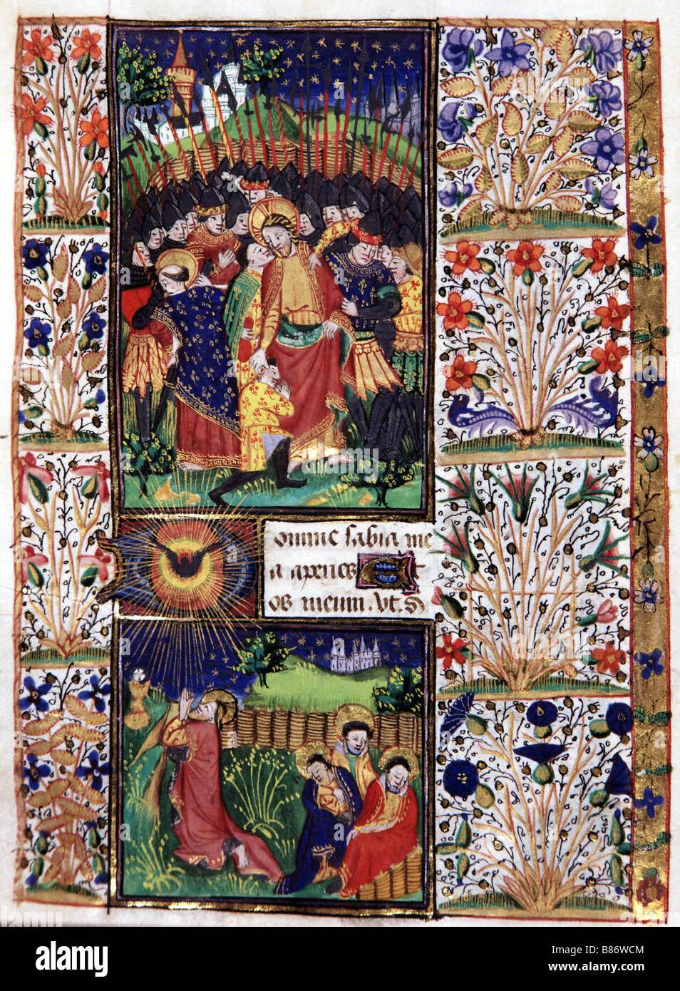 Manuskript von Stunden Rohan-Montauban: Christus, verhaftet zu werden, und das Gebet im Garten Gethsemane Stockfoto