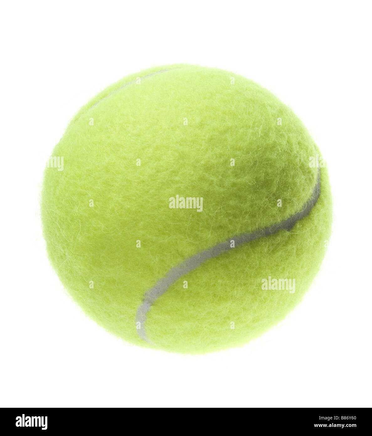 Gelbe Tennis Ball isoliert auf weißem Hintergrund Stockfoto