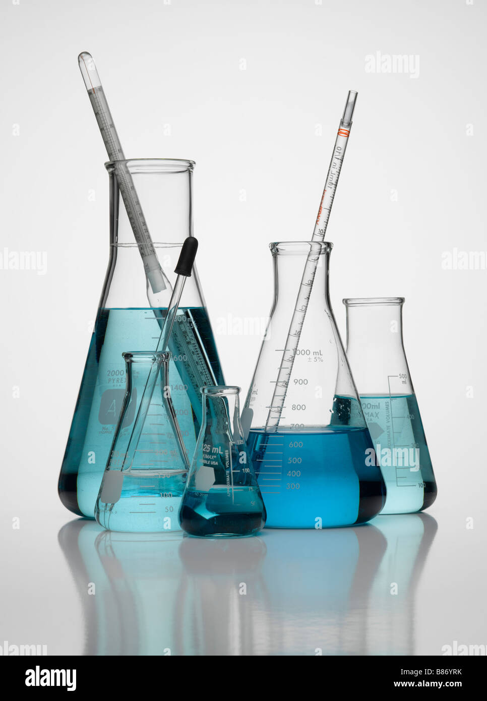wissenschaftliche Glaswaren Stockfoto