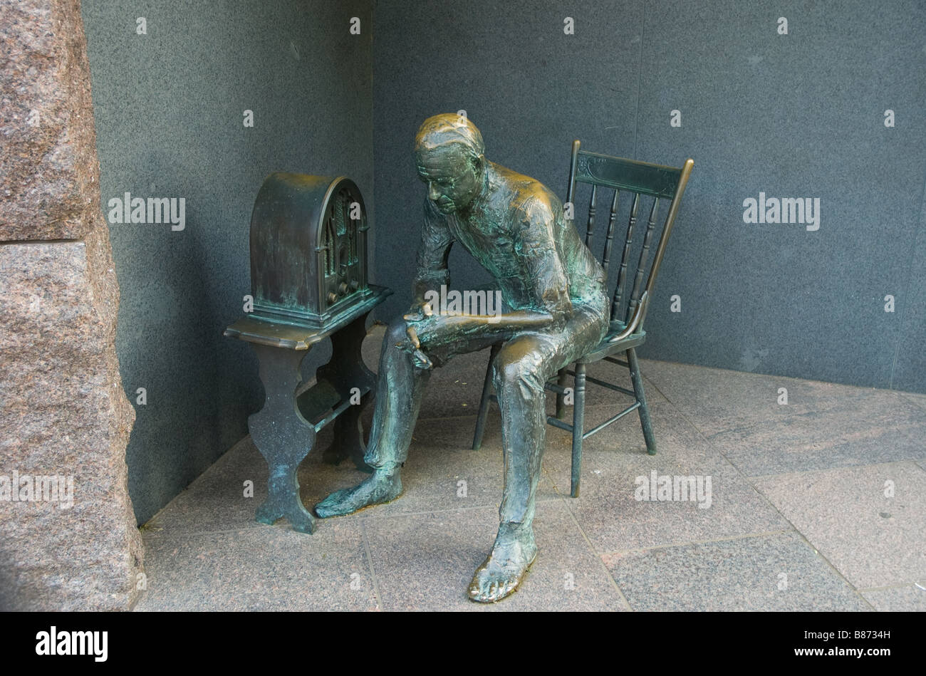 "Die Fireside Chat" Skulptur von George Segal am Franklin Delano Roosevelt Memorial, Washington DC USA Stockfoto