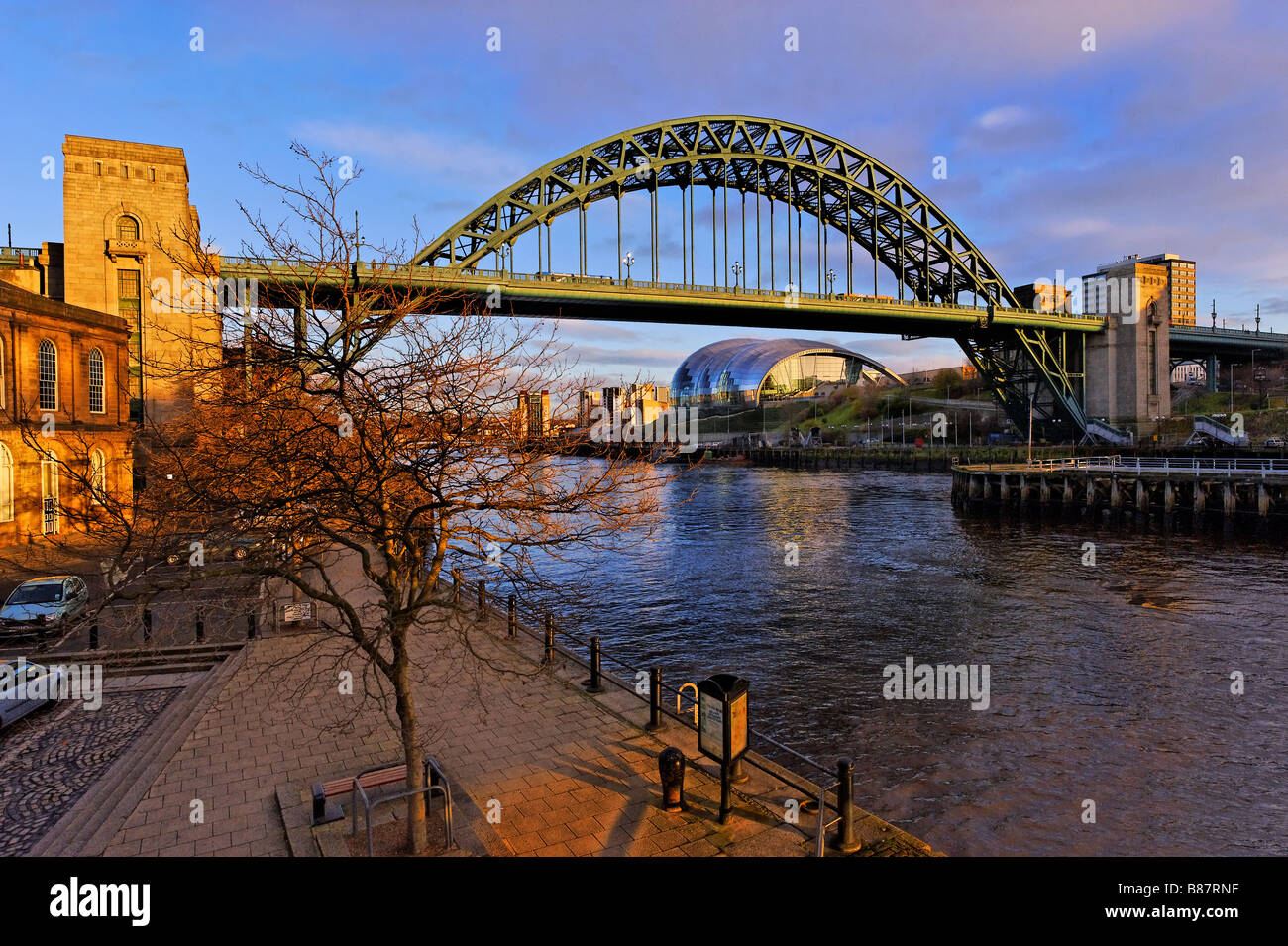 Gesehen von der Newcastle am Fluss Tyne-Brücke Stockfoto