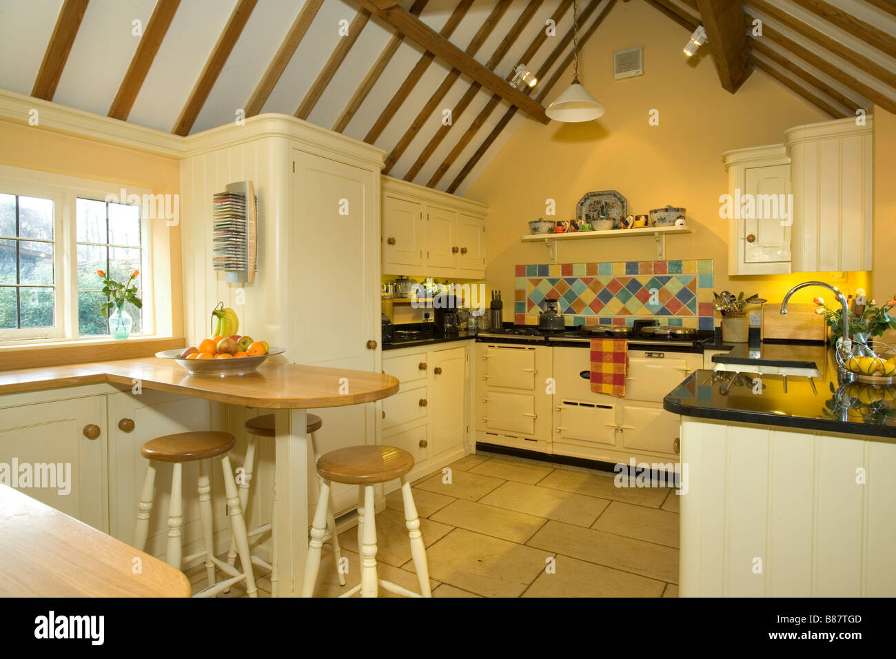 UK. Ein Haus, Inneneinrichtung, Küche. Stockfoto